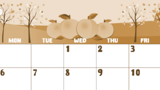 2026年7月横型レトロな日曜始まり 桃イラストのかわいいA4無料セピア調カレンダー(2026-00740700)