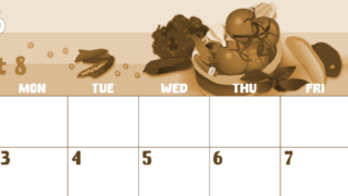 2026年8月横型レトロな日曜始まり 野菜イラストのかわいいA4無料セピア調カレンダー(2026-00740800)