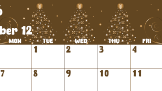 2026年12月横型レトロな日曜始まり ツリーイラストのかわいいA4無料セピア調カレンダー(2026-00741200)