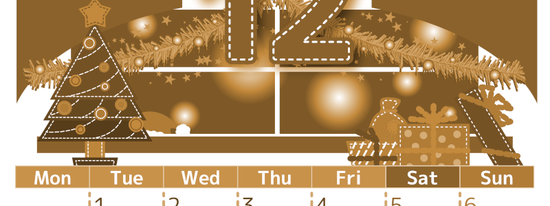 2026年12月縦型レトロな月曜始まり クリスマスの夜イラストのかわいいA4無料セピア調カレンダー(2026-00751211)