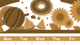 2026年8月縦型レトロな日曜始まり 夏休みイラストのかわいいA4無料セピア調カレンダー(2026-00750810)