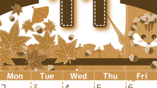 2026年11月縦型レトロな日曜始まり 紅葉イラストのかわいいA4無料セピア調カレンダー(2026-00751110)