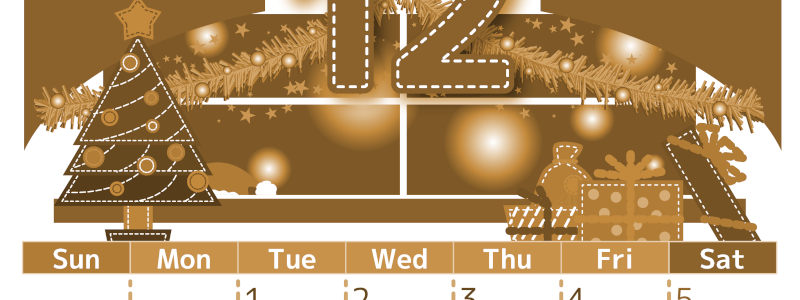 2026年12月縦型レトロな日曜始まり クリスマスの夜イラストのかわいいA4無料セピア調カレンダー(2026-00751210)