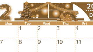 2026年12月横型レトロな日曜始まり クリスマスの夜イラストのかわいいA4無料セピア調カレンダー(2026-00751200)