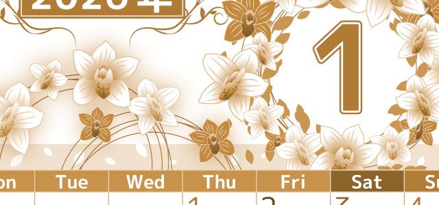 2026年1月縦型レトロな月曜始まり イラストのおしゃれA4無料セピア調カレンダー(2026-00760111)