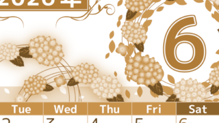 2026年6月縦型レトロな月曜始まり 紫陽花イラストのおしゃれA4無料セピア調カレンダー(2026-00760611)