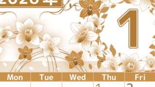 2026年1月縦型レトロな日曜始まり イラストのおしゃれA4無料セピア調カレンダー(2026-00760110)