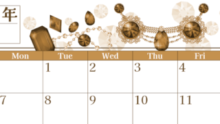 2026年9月横型レトロな日曜始まり 誕生石イラストのおしゃれA4無料セピア調カレンダー(2026-00770900)