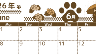2026年6月横型レトロな日曜始まり 猫イラストのかわいいA4無料セピア調カレンダー(2026-00780600)