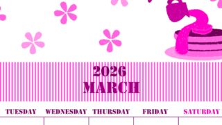 2026年3月縦型月曜始まり パンケーキイラストのかわいいA4無料ピンクのカレンダー(2026-00790311)