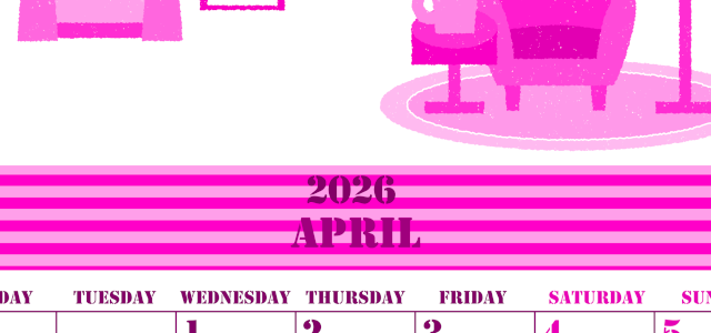 2026年4月縦型月曜始まり 新生活イラストのかわいいA4無料ピンクのカレンダー(2026-00790411)