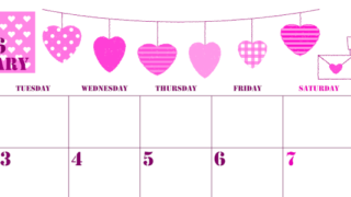 2026年2月横型月曜始まり ラブレターイラストのかわいいA4無料ピンクのカレンダー(2026-00790201)