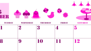 2026年9月横型月曜始まり 食欲の秋イラストのかわいいA4無料ピンクのカレンダー(2026-00790901)