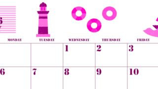 2026年7月横型日曜始まり マリンなイラストのかわいいA4無料ピンクのカレンダー(2026-00790700)