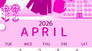 2026年4月縦型月曜始まり 入学式イラストのかわいいA4無料ピンクのカレンダー(2026-00810411)