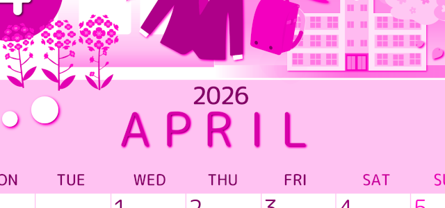 2026年4月縦型月曜始まり 入学式イラストのかわいいA4無料ピンクのカレンダー(2026-00810411)