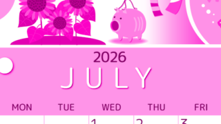 2026年7月縦型日曜始まり 蚊取り線香イラストのかわいいA4無料ピンクのカレンダー(2026-00810710)