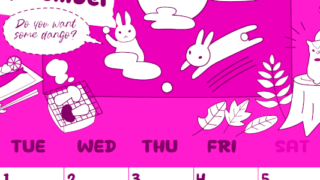 2026年9月縦型月曜始まり 森の動物イラストがかわいいA4無料ピンクのカレンダー(2026-00820911)