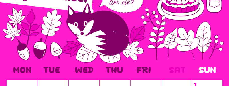 2026年11月縦型月曜始まり アップルパイのイラストがかわいいA4無料ピンクのカレンダー(2026-00821111)