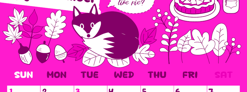 2026年11月縦型日曜始まり アップルパイのイラストがかわいいA4無料ピンクのカレンダー(2026-00821110)