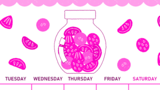 2026年3月縦型月曜始まり 果物イラストのかわいいA4無料ピンクのカレンダー(2026-00830311)