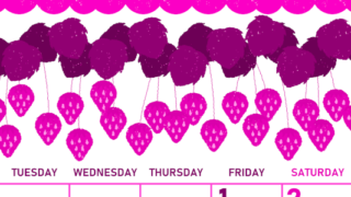 2026年5月縦型月曜始まり いちごイラストのかわいいA4無料ピンクのカレンダー(2026-00830511)