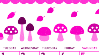 2026年9月縦型月曜始まり 秋の季節イラストがかわいいA4無料ピンクのカレンダー(2026-00830911)