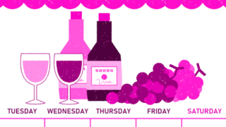 2026年11月縦型月曜始まり ぶどうイラストのかわいいA4無料ピンクのカレンダー(2026-00831111)