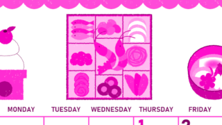 2026年1月縦型日曜始まり おいしいお節イラストのかわいいA4無料ピンクのカレンダー(2026-00830110)