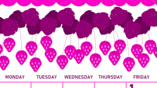 2026年5月縦型日曜始まり いちごイラストのかわいいA4無料ピンクのカレンダー(2026-00830510)