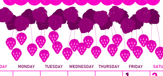 2026年5月縦型日曜始まり いちごイラストのかわいいA4無料ピンクのカレンダー(2026-00830510)