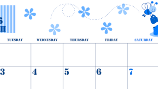2026年3月横型月曜始まり パンケーキイラストのかわいいA4無料ブルーのカレンダー(2026-00850301)