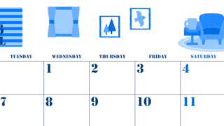 2026年4月横型月曜始まり 新生活イラストのかわいいA4無料ブルーのカレンダー(2026-00850401)