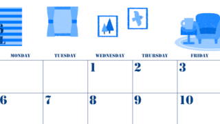 2026年4月横型日曜始まり 新生活イラストのかわいいA4無料ブルーのカレンダー(2026-00850400)