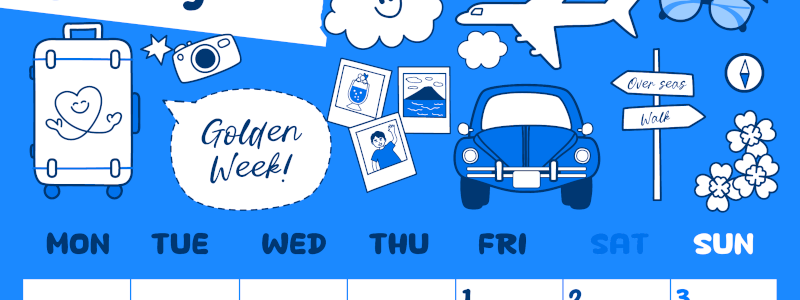 2026年5月縦型月曜始まり GWイラストのかわいいA4無料ブルーのカレンダー(2026-00880511)