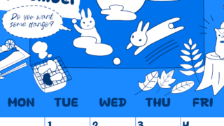 2026年9月縦型日曜始まり 森の動物イラストがかわいいA4無料ブルーのカレンダー(2026-00880910)