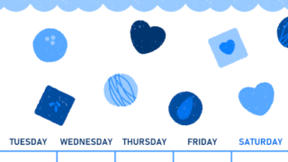 2026年2月縦型月曜始まり チョコのイラストがかわいいA4無料ブルーのカレンダー(2026-00890211)