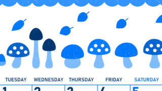 2026年9月縦型月曜始まり 秋の季節イラストがかわいいA4無料ブルーのカレンダー(2026-00890911)