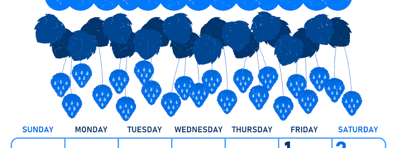 2026年5月縦型日曜始まり いちごイラストのかわいいA4無料ブルーのカレンダー(2026-00890510)