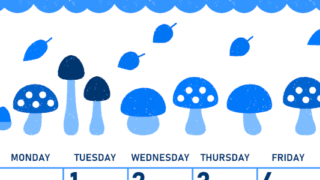 2026年9月縦型日曜始まり 秋の季節イラストがかわいいA4無料ブルーのカレンダー(2026-00890910)