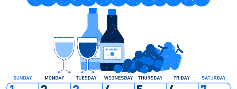 2026年11月縦型日曜始まり ぶどうイラストのかわいいA4無料ブルーのカレンダー(2026-00891110)