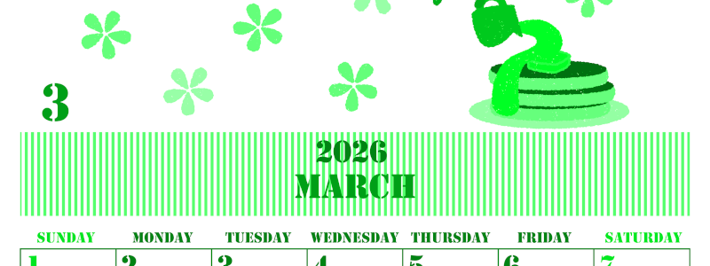 2026年3月縦型日曜始まり パンケーキイラストのかわいいA4無料グリーンのカレンダー(2026-00910310)
