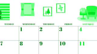 2026年4月横型月曜始まり 新生活イラストのかわいいA4無料グリーンのカレンダー(2026-00910401)