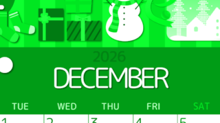 2026年12月縦型月曜始まり 雪だるまイラストのかわいいA4無料グリーンのカレンダー(2026-00931211)