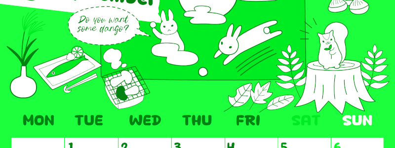 2026年9月縦型月曜始まり 森の動物イラストがかわいいA4無料グリーンのカレンダー(2026-00940911)