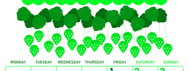 2026年5月縦型月曜始まり いちごイラストのかわいいA4無料グリーンのカレンダー(2026-00950511)