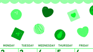 2026年2月縦型日曜始まり チョコのイラストがかわいいA4無料グリーンのカレンダー(2026-00950210)