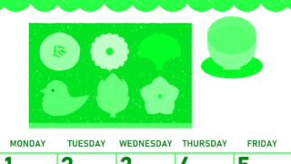 2026年6月縦型日曜始まり 和菓子イラストのかわいいA4無料グリーンのカレンダー(2026-00950610)