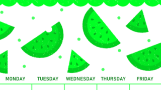 2026年8月縦型日曜始まり 季節の果物イラストのかわいいA4無料グリーンのカレンダー(2026-00950810)