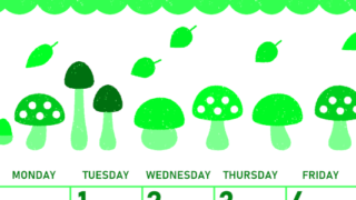 2026年9月縦型日曜始まり 秋の季節イラストがかわいいA4無料グリーンのカレンダー(2026-00950910)